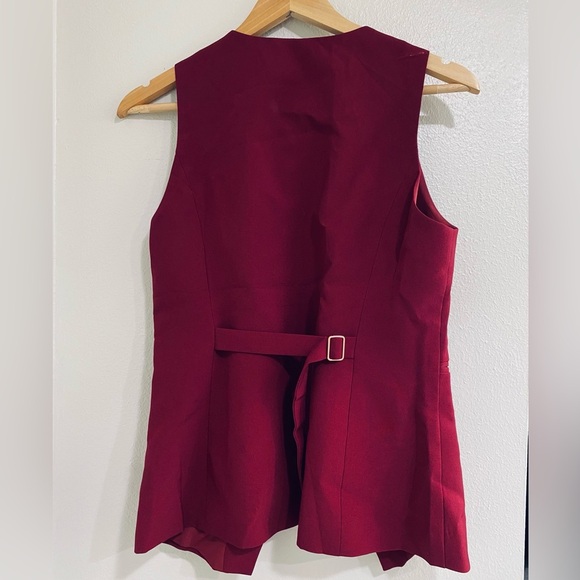 90’s Chic Burgundy Button Down Vest Top size Medium - Picture 6 of 7